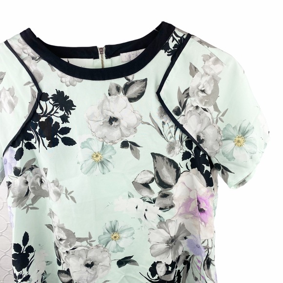 Nordstroms 1 State Floral Satin Puffy Sleeve Top Small - Picture 6 of 10